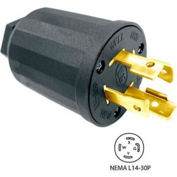 Conntek Conntek 60319, 30-Amp Locking Assembly Plug with NEMA L14-30P Male End, 3 Pole- 4 Wire 60319